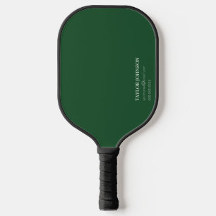 Eenvoudige/fundamentele donkergroene monogram naam pickleball paddle