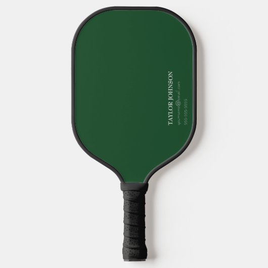 Eenvoudige/fundamentele donkergroene monogram naam pickleball paddle (Voorkant)