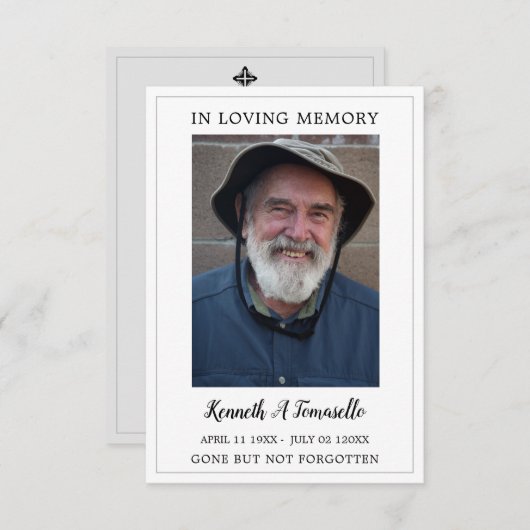 Eenvoudige funderale gedenkzucht informatiekaartje (Voorkant / Achterkant)