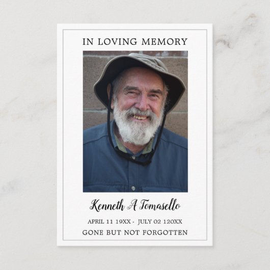 Eenvoudige funderale gedenkzucht informatiekaartje (Voorkant)