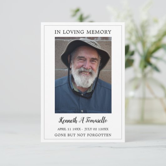 Eenvoudige funderale gedenkzucht informatiekaartje (Staand voorkant)