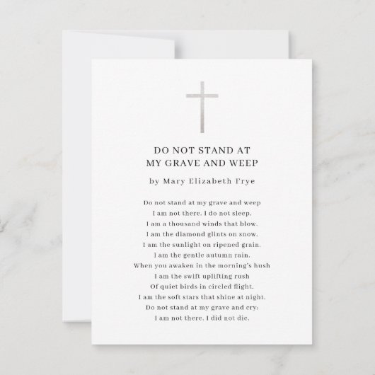 Eenvoudige funderale gedenkzucht kaart (Achterkant)