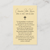 Eenvoudige funderale gedenkzucht visitekaartje (Achterkant)