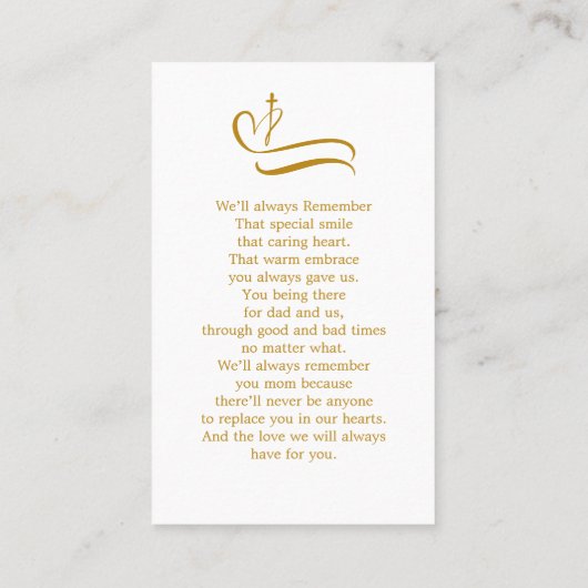 Eenvoudige funderale gedenkzucht visitekaartje (Achterkant)