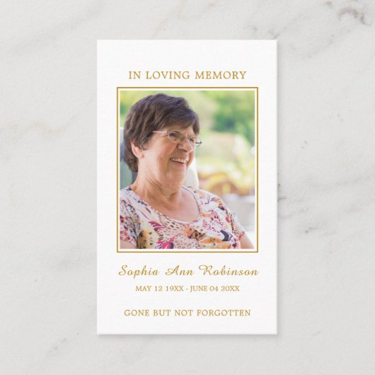 Eenvoudige funderale gedenkzucht visitekaartje (Voorkant)