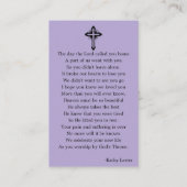 Eenvoudige funderale gedenkzucht visitekaartje (Achterkant)