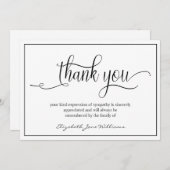 Eenvoudige Funeral Black Boarder | Bereavement Bedankkaart (Voorkant / Achterkant)