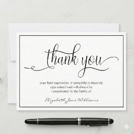 Eenvoudige Funeral Black Boarder | Bereavement Bedankkaart