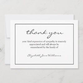 Eenvoudige Funeral Black Boarder Hartelijk dank Bedankkaart