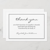 Eenvoudige Funeral Black Boarder Hartelijk dank Bedankkaart (Voorkant / Achterkant)