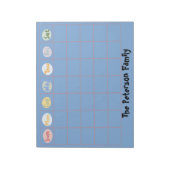 Eenvoudige Funky Family Custom Weekly Calendar Notitieblok (Linkerzijde)