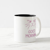 Eenvoudige Funny Cat Goedemorgen Mok (Voorkant rechts)