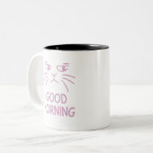 Eenvoudige Funny Cat Goedemorgen Mok (Voorkant links)