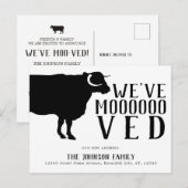 Eenvoudige Funny Koe We hebben nieuwe adresverplaa Aankondigingskaart (Voorkant / Achterkant)