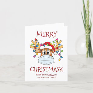 Eenvoudige Funny Merry Christus-Masker Reindeer Gr Feestdagen Kaart