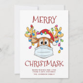 Eenvoudige Funny Merry Christus-Masker Reindeer Gr Feestdagenkaart (Voorkant)