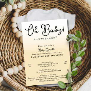 Eenvoudige Funny Oh Baby Geel 2e Baby Sprinkle Kaart