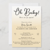 Eenvoudige Funny Oh Baby Geel 2e Baby Sprinkle Kaart (Voorkant)