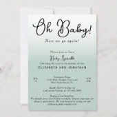 Eenvoudige Funny Oh Baby Sage Green 2e Baby Sprink Kaart (Voorkant)