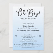 Eenvoudige Funny Oh Boy Blue 2e Baby shower Sprink Kaart (Voorkant)