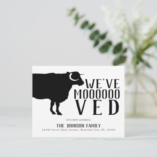 Eenvoudige Funny We hebben Boerderij Koe New Home Aankondiging (Staand voorkant)