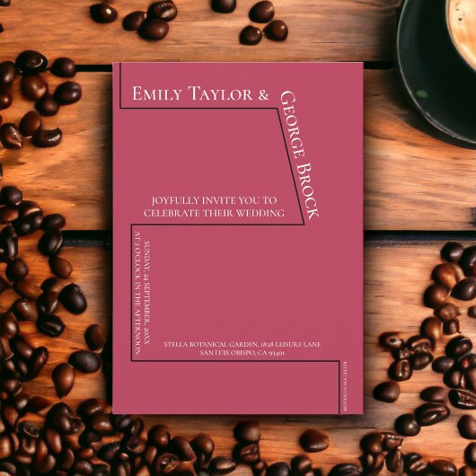 Eenvoudige Funny White Script Magenta Modern Wedde Kaart