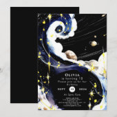 Eenvoudige Galaxy Space Verjaardag Kaart (Voorkant / Achterkant)