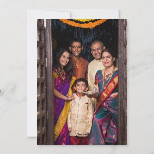 Eenvoudige Ganesh en lamp Diwali Groeten Feestdagenkaart (Achterkant)