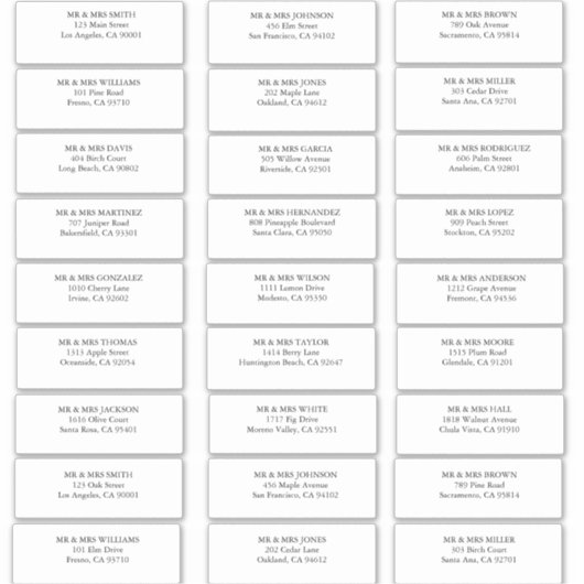  eenvoudige gast bruiloft adresetiketten sticker (Voorkant)