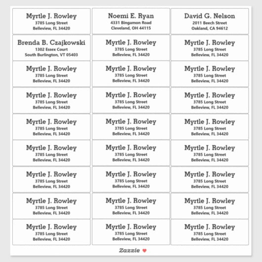 Eenvoudige gasten Namen en adres Verzendlabels Sticker (Vel)