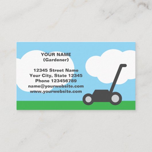 Eenvoudige gazon maaien service visitekaartje sjab (Achterkant)