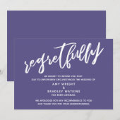 Eenvoudige Geannuleerde Trouw Stof Paarse Spijtkaa Kaart (Voorkant / Achterkant)