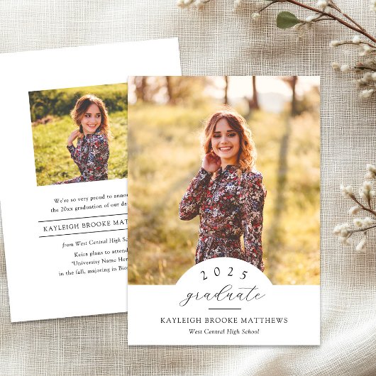 Eenvoudige Gebogen Jaar 2 Foto Afstudeer Uitnodigi Kaart