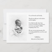 Eenvoudige geboorte aankondiging dank u script har (Achterkant)