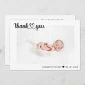 Eenvoudige geboorte aankondiging dank u script har (Voorkant / Achterkant)