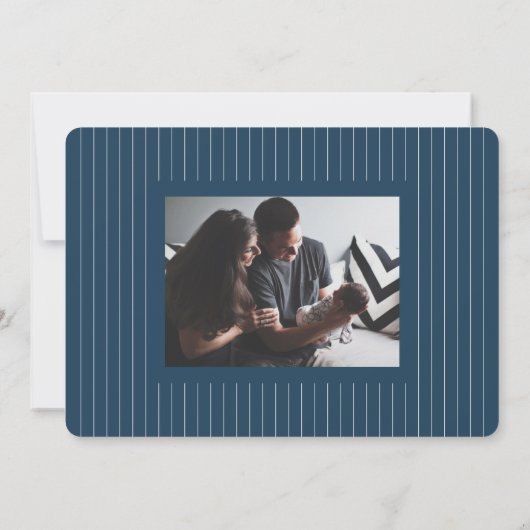 Eenvoudige geboorte van blauw initiaal aankondiging (Achterkant)