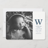 Eenvoudige geboorte van blauw initiaal aankondiging (Voorkant)