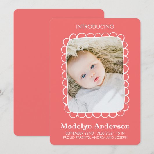 Eenvoudige Geboorteaankondiging met Schaal Rechtho Aankondiging (Voorkant / Achterkant)