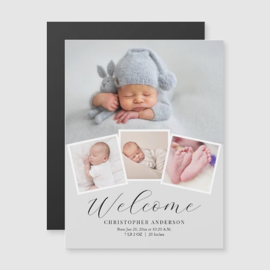 Eenvoudige geboorteaankondiging van een moderne ba (Voorkant / Achterkant)