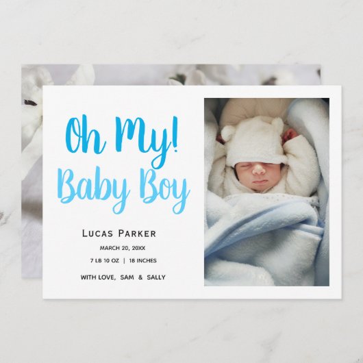 Eenvoudige geboorteaankondiging van een moderne ba aankondiging (Voorkant / Achterkant)