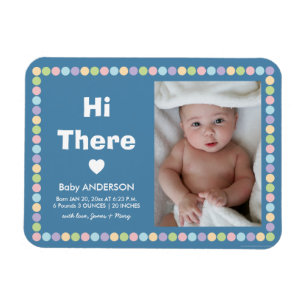 Eenvoudige geboorteaankondiging van een moderne ba magneet