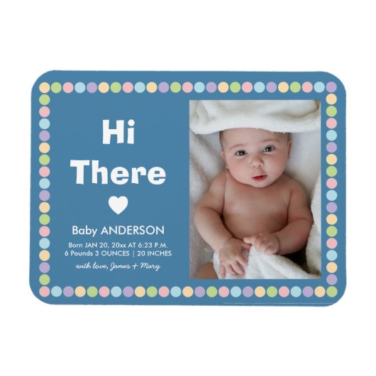 Eenvoudige geboorteaankondiging van een moderne ba magneet (Horizontaal)