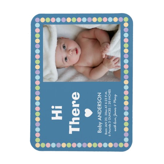 Eenvoudige geboorteaankondiging van een moderne ba magneet (Verticaal)