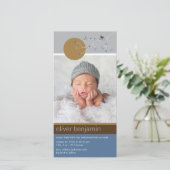 Eenvoudige geboortefoto van nestelende vogelgezin aankondiging (Staand voorkant)