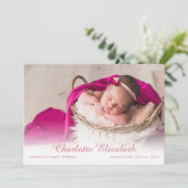 Eenvoudige geboortekaart baby meisje script aankondiging (Staand voorkant)