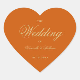 Eenvoudige gebrande Oranje bruiloft Elegante kalli Hart Sticker