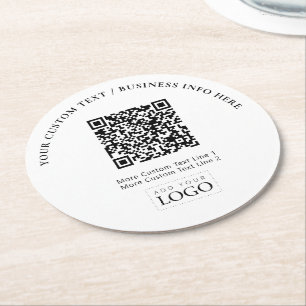 Eenvoudige Gebrandmerkte Zakelijke Logo QR Code Pr Ronde Kartonnen Onderzetter