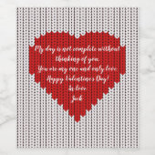 Eenvoudige gebreide wol look ik hou van je Valenti Wijn Etiket (Enkel label)