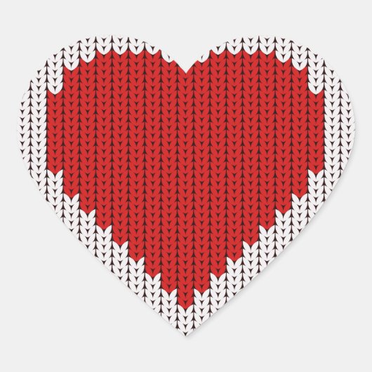 Eenvoudige gebreide wollook Ik hou van je Valentij Hart Sticker (Voorkant)
