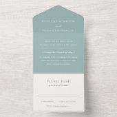 Eenvoudige gedempte blauwe elegante bruiloft all in one uitnodiging (Binnen)